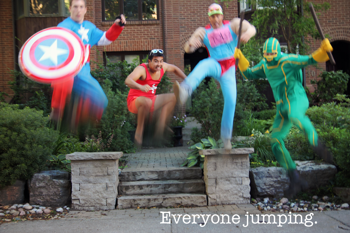Super heroes jumping